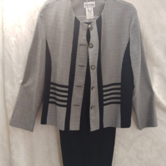 Size 14 2pc Pants/Suit Set Black & White by Perceptions by Irene B - Picture 1 of 13